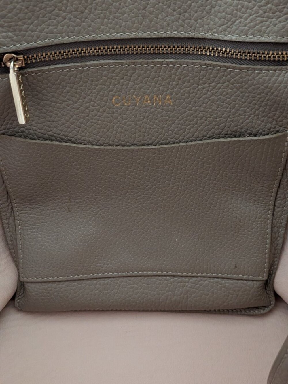 Cuyana Leather Tote Bag Taupe Pebbled Minimalist Shoulder Bag Work Everyday READ - Picture 15 of 16